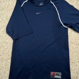 VTG 90s Nike Center Swoosh Shirt Boys XL 18-20 Blue Active Workout Tee Stretch